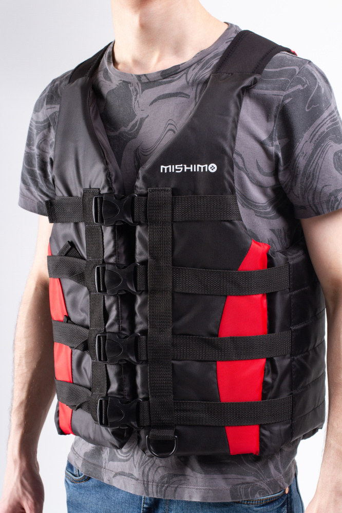 Жилет спасательный MISHIMO PRO Премиум качества Черно-красный в Домодедово