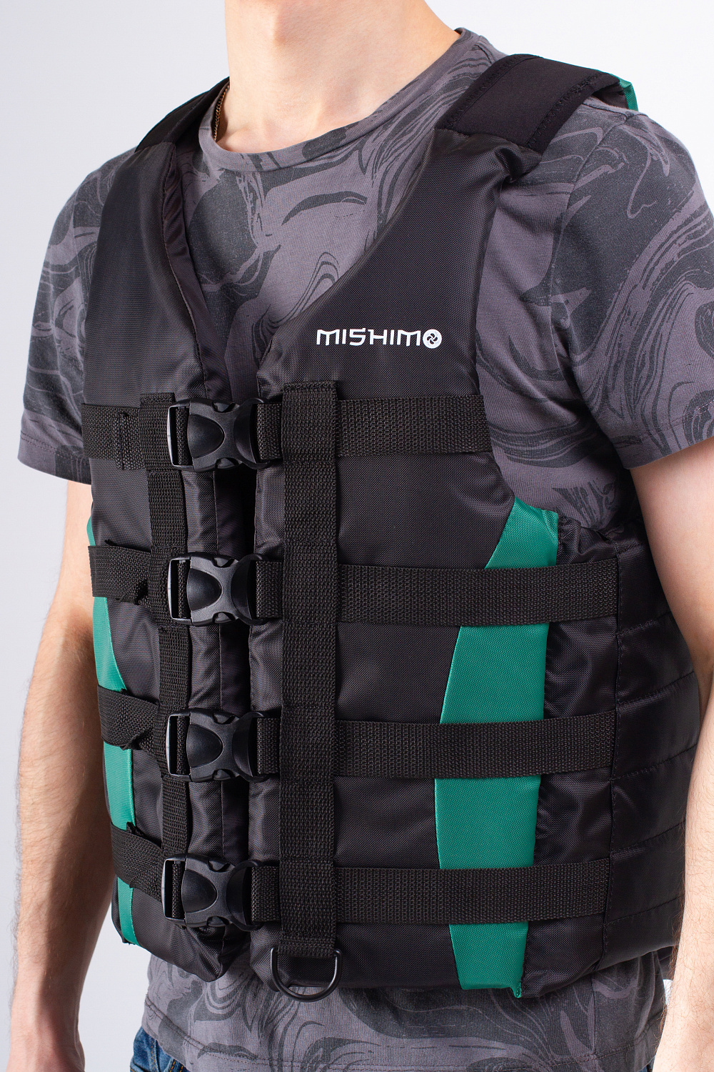 Жилет спасательный MISHIMO PRO Премиум качества Черно-зеленый в Домодедово